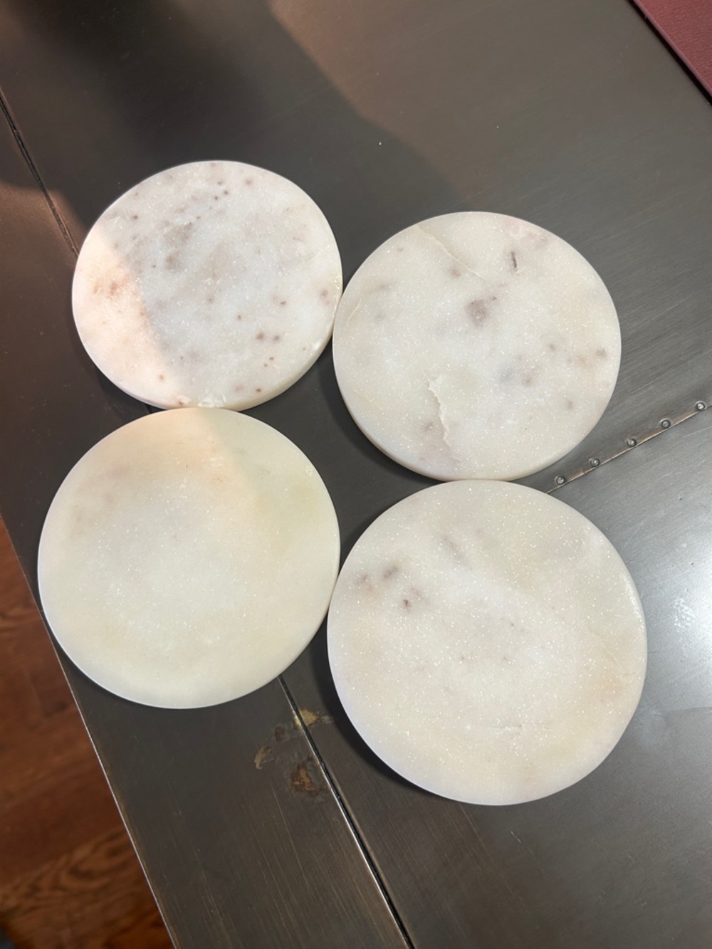 West Elm White Marble Round Coasters - Set of 4